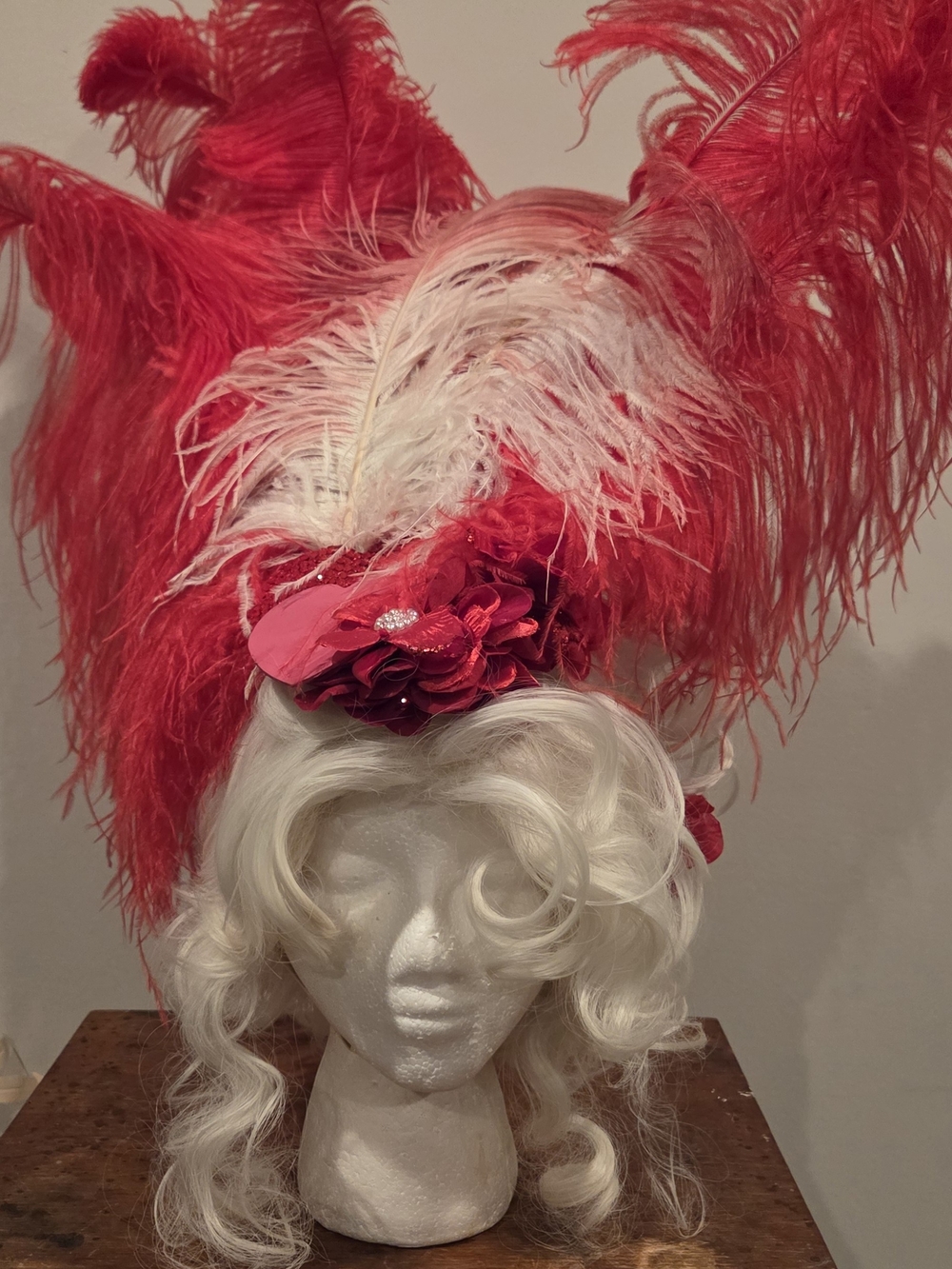 Red Feather Flower Headpiece – Women Hair Accessory With WIG